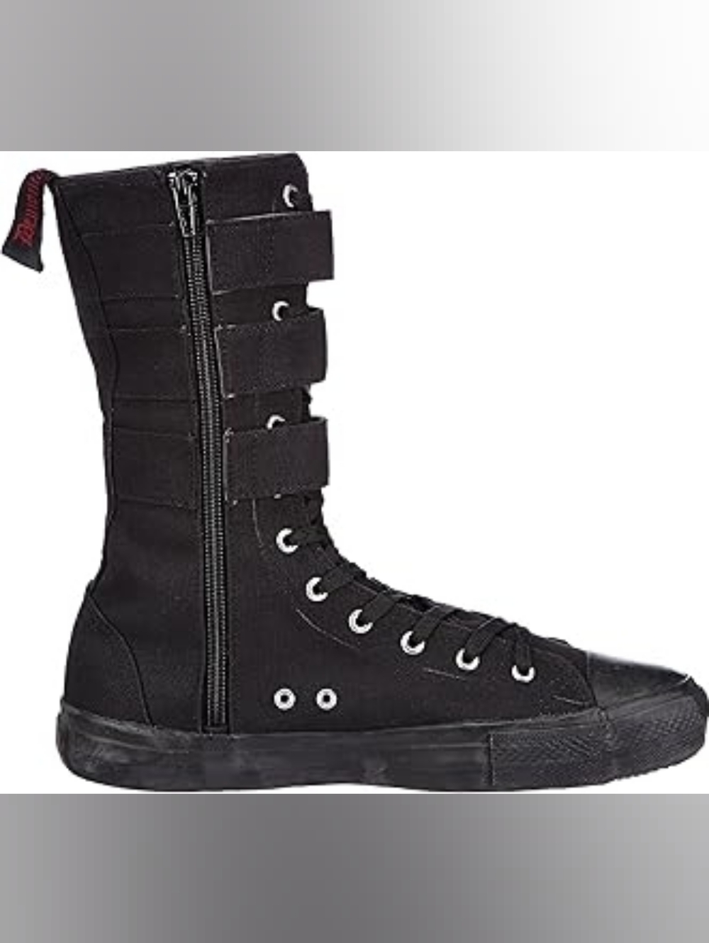 Black High-Top Military Style Canvas Boot Sneaker